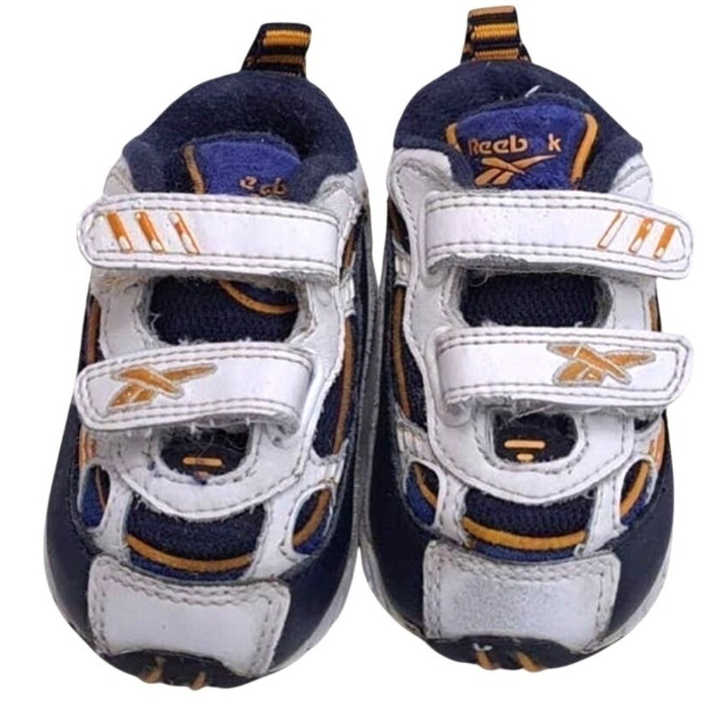 Reebok Jogger Athletic Sneakers Toddler‎ Size 2 Blue White Gold 8-53357 Straps